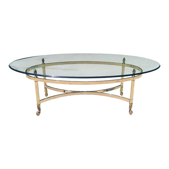 Vintage Labarge Regency Brass and Glass Cocktail Table For Sale