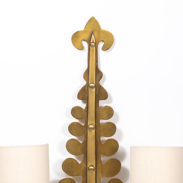 Metal Mid 20th Century Mid-Century Modern Brass Two-Arm Sconces W/ Sculptural Volute Motif - a Pair For Sale - Image 7 of 18