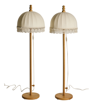 Vintage Lystella Floor Lamps in Pine by Yngve Ekström, 1970s, Set of 2