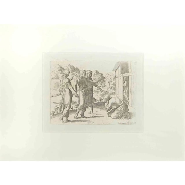 Giovanni Lanfranco, Genesis 18, Old Testament Story, Etching, 1607 For Sale