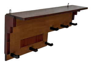 Art Deco Amsterdamse School Wall Coat Rack in Oak and Padouk, 1920s
