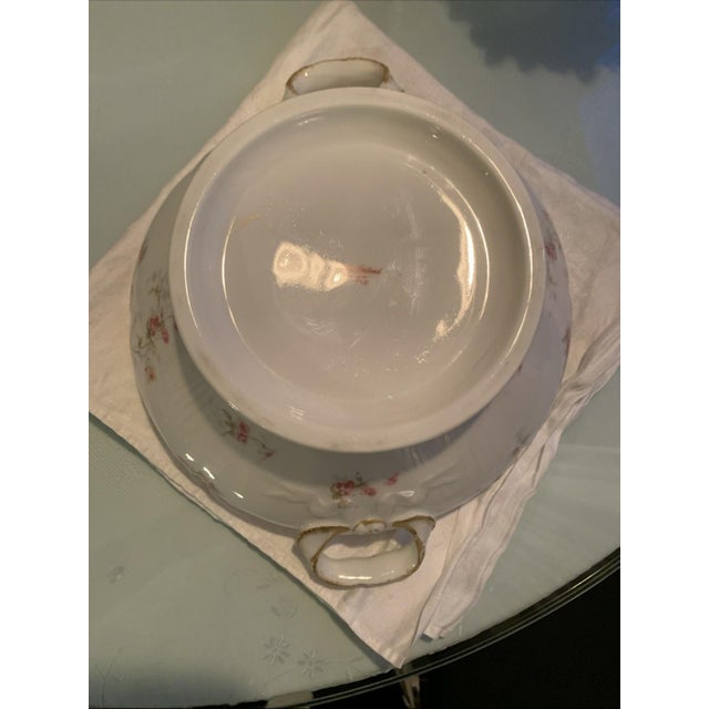 Antique Limoges France Pink Roses Large Serving Bowl For Sale - Image 9 of 12