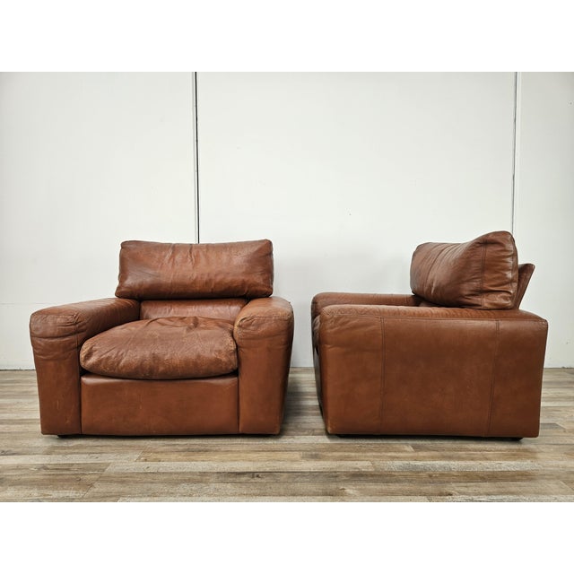 Moroso Osaka Brown Leather Armchairs by Moroso, 1980, Set of 2 For Sale - Image 4 of 18