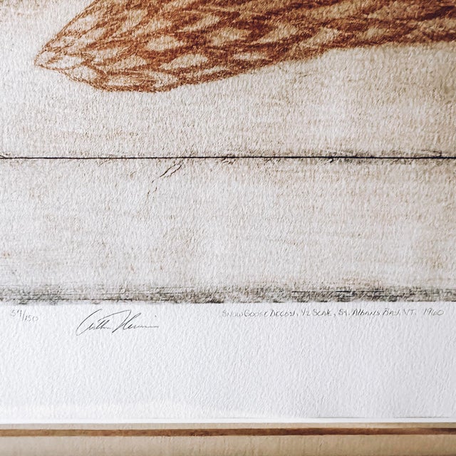 Arthur Nevin Large 1960s Framed and Matted Snow Goose Decoy Etching Print by Arthur Nevin For Sale - Image 4 of 6