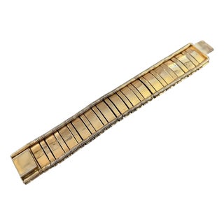 1950s Art Deco Costume Jewelry Gilt Metal Italian Retro Bracelet For Sale