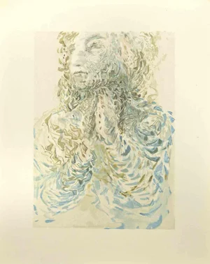 Salvador Dali, Cacciaguida Sees Dante's Exile in God, Woodcut, 1963