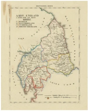 Map of Northern England and Durham, 1830, Paper