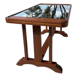 Vintage 1940s Art Deco Mahogany Inlaid Mirror Coffee Table Restored Streamline For Sale