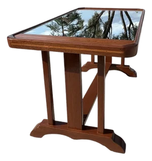 Vintage 1940s Art Deco Mahogany Inlaid Mirror Coffee Table Restored Streamline