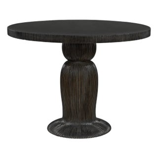 NOIR Portobello Dining Table, Hand Rubbed Black with Light Brown Trim For Sale