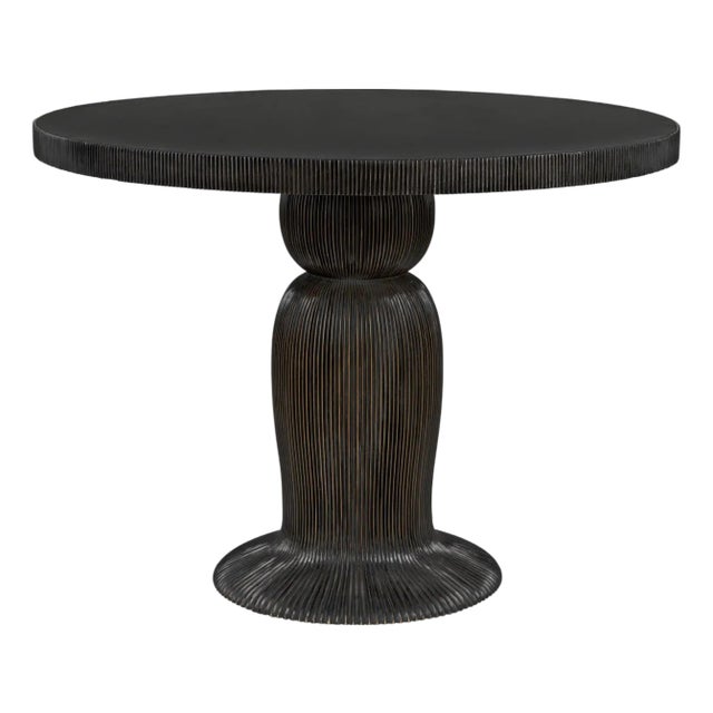 NOIR Portobello Dining Table, Hand Rubbed Black with Light Brown Trim For Sale