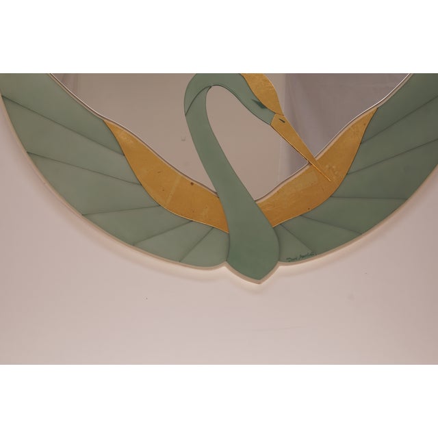 Mirror with Golden Crane Motifs by David Marshall, 1970s, in Good conditions. Designed 1970 to 1979 This piece has an...