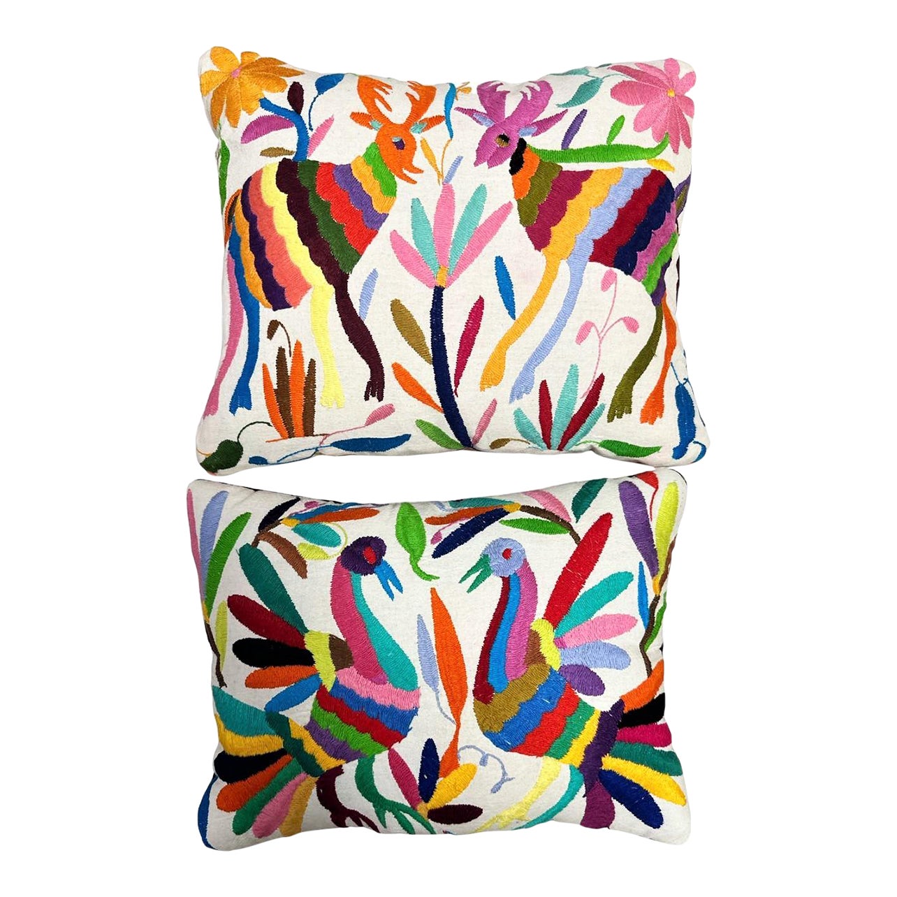 Pair of Otomi Hand Embroidery Pillows Chairish