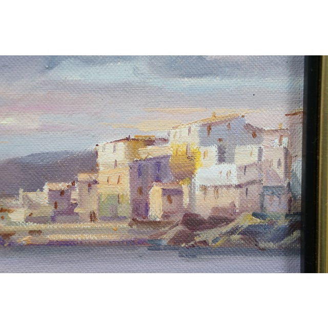 Salvador Caballero 'Costa Brava' Coastal Landscape Seascape Harbor Painting 22" For Sale - Image 4 of 13