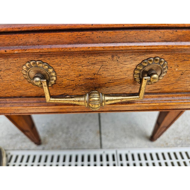 Wood Henredon Walnut Banded Top Two Drawer Side Table For Sale - Image 7 of 11
