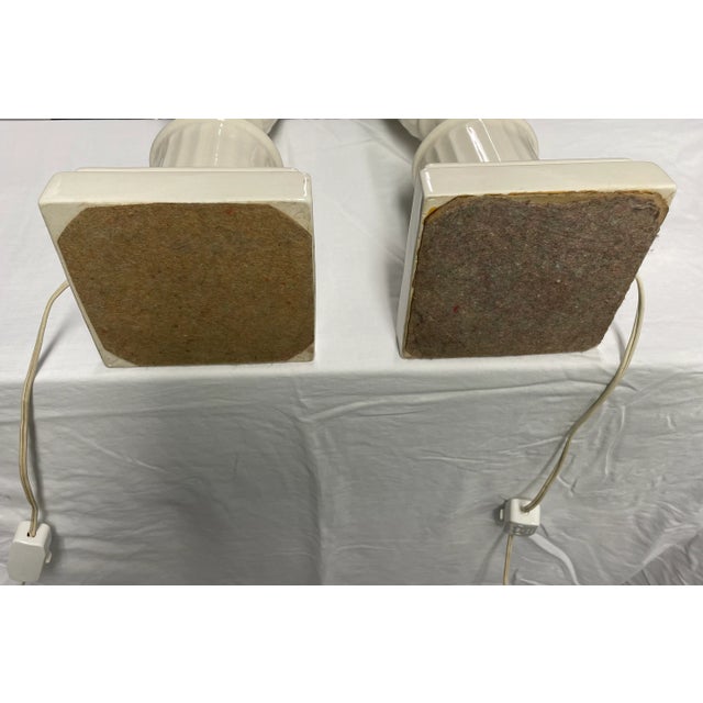 Ceramic Vintage White Column Lamps From the Biltmore Hotel - A Pair For Sale - Image 7 of 8