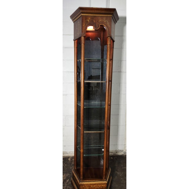 Traditional 1970s Drexel Heritage Tall Corner Curio Display Cabinet For Sale - Image 3 of 10