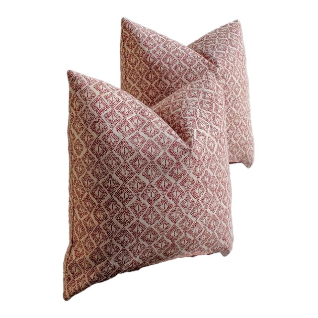 Pair of Caroline Irving Textiles “Patmos” Linen Custom Pillows 22 X 22 In. For Sale