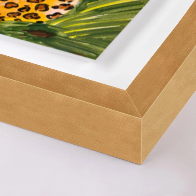 DESCRIPTION: Licking Leopard by Jelly Chen in Gold Framed Paper, Medium Art Print SPECIFICATIONS: Type: Framed Paper....