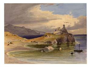 Carl Friedrich Werner, Ruffo Castle, La Scaletta, Sicily, 1834, Watercolour