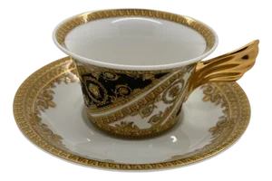 I Love Baroque Tea Cup and Saucer by Versace for Rosenthal, 2017, Set of 2