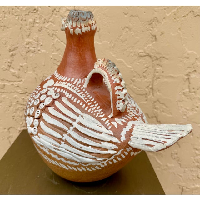 Mexican Hand Crafted Folk Art Ceramic Ewer For Sale - Image 4 of 5