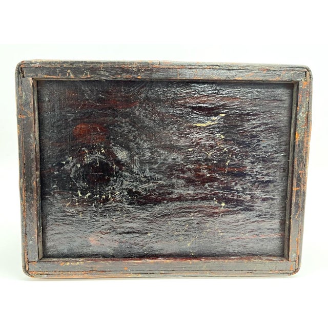 Brown Bamboo Wooden Storage Box With Woven Handles, Hand Carved For Sale - Image 8 of 11
