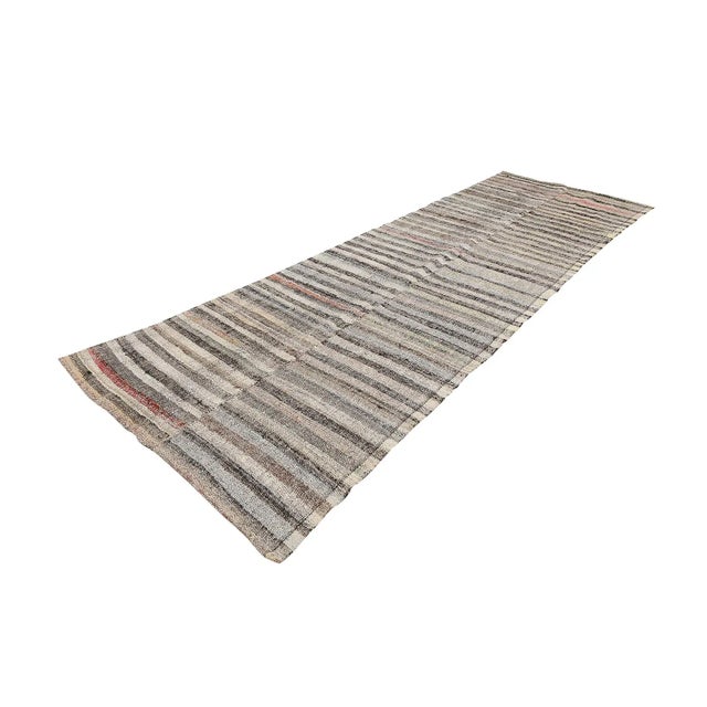 Traditional Mid 20th Century Striped Vintage Rag Kilim For Sale - Image 3 of 7