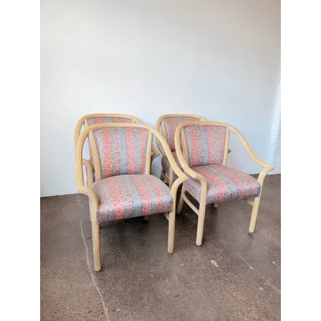 1980s Vintage McGuire Rattan Split Reed Style Arm Chairs - A Pair For Sale - Image 5 of 7