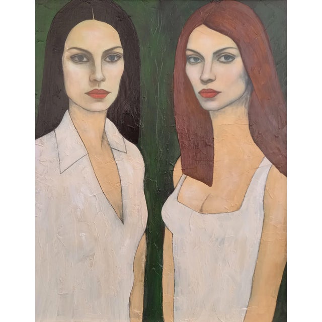 "Aria and Esme" 20 x 16 inches oil on board 23 x 19 inches in frame We are pleased to sell works on behalf of Christopher...