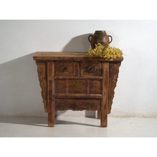 Brown Antique Carved Pine Console For Sale - Image 8 of 10