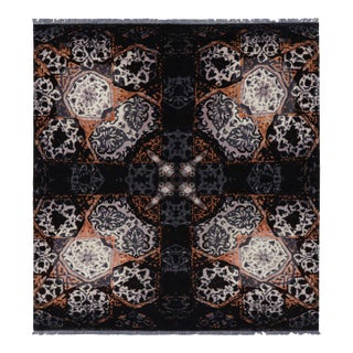Rug & Kilim’s Modern Classics Rug in Black With Geometric Patterns “Khatam” For Sale