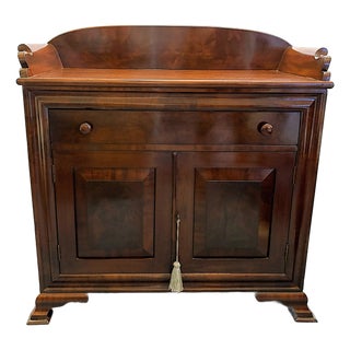 Mid 20th Century Mahogany Dry Sink Cabinet With Backsplash, Lock & Key For Sale