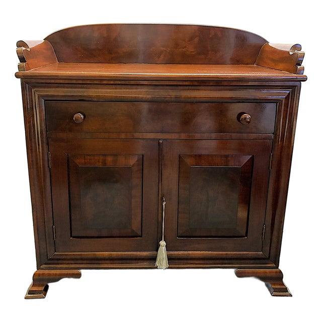 Mid 20th Century Mahogany Dry Sink Cabinet With Backsplash, Lock & Key For Sale