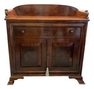 Mid 20th Century Mahogany Dry Sink Cabinet With Backsplash, Lock & Key