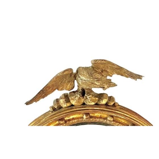 19th Century Regency Giltwood Convex Bullseye Mirror With Eagle Crest For Sale - Image 5 of 7