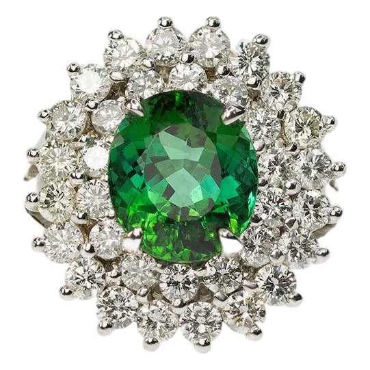 Late 20th Century Green Tourmaline Ring, Size 5 For Sale