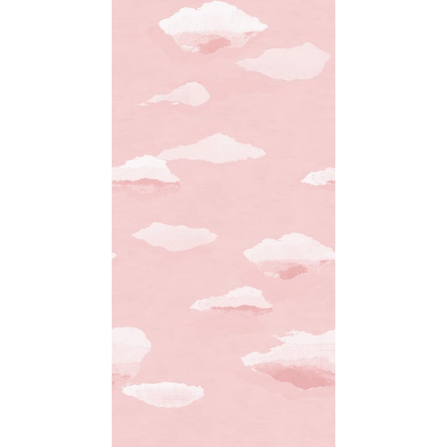 Les Nuages Wallpaper by Paule Marrot in Pink For Sale