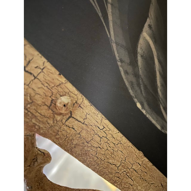 Vintage Extra Large 1970s French Style Hand-Painted Mirror With Cast Metal Gilded Bird & Urn Crest- 76” For Sale - Image 9 of 12