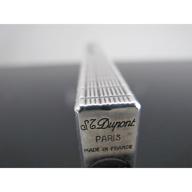Silver Elegant St Dupont France Silverplate Skyscraper Ligne 1 Long Cigar Table Lighter For Sale - Image 8 of 10