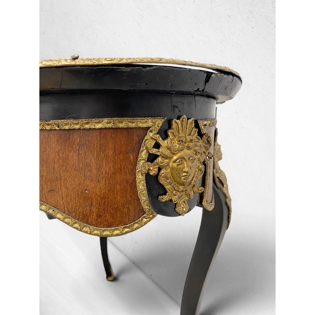 Brown Antique 19th Century Napoleon III Style Console Table W/ Gilt Metal Mounts & Medallions For Sale - Image 8 of 15