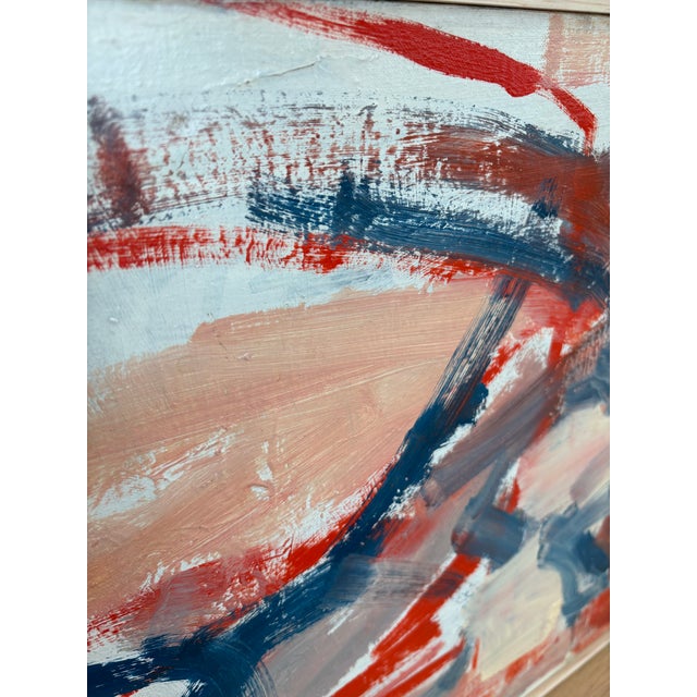 Beautiful vintage American abstract oil painting with defined brushstrokes. Framed in artist's frame, unsigned. Oil on...