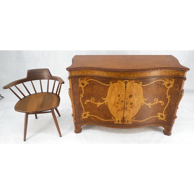 Tan Very Fine Left Top Compartment Serpentine Front Burl Wood Inlay Dresser Commode For Sale - Image 8 of 12