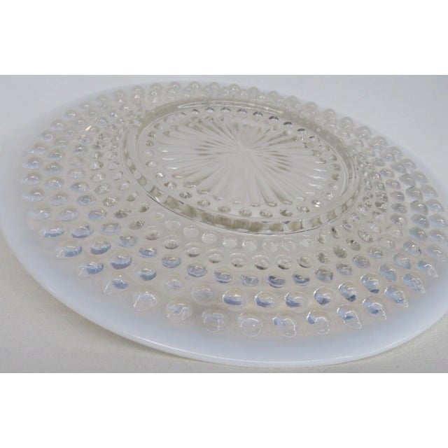 Glass Anchor Hocking Moonstone Clear Opalescent Hobnail 1940s Plates 2pc Pair 5138b For Sale - Image 7 of 9