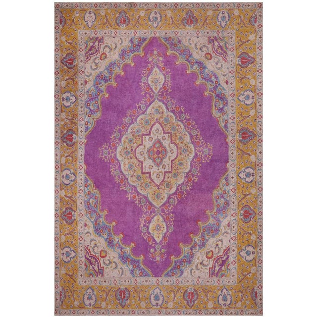 1990's Vintage Light Purpl/Yellow Wool Rug - 9'5'' X 12'0'' For Sale - Image 9 of 10