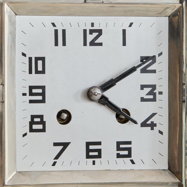 Glass Set of 3 French Art Deco Clock + Bookends, 1930s For Sale - Image 7 of 11