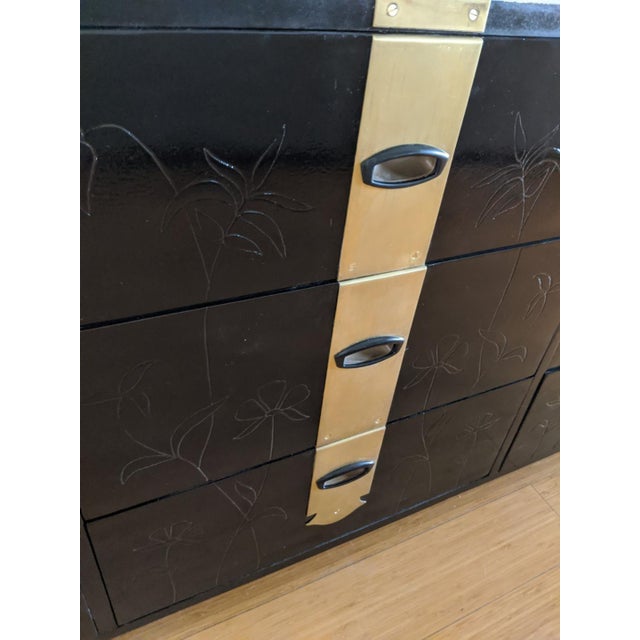 1950s Hollywood Regency Henredon 9Drawer Black Gloss Dresser Chairish