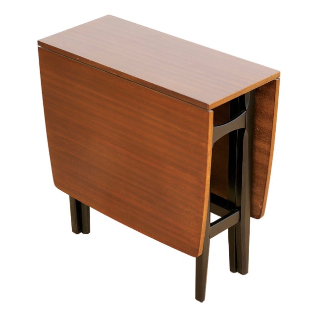 1960s Mid Century Ebonized Drop Leaf Dining Table For Sale