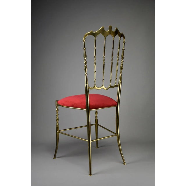 Brass and Red Velvet Chiavari Chair, 1950 For Sale - Image 10 of 13