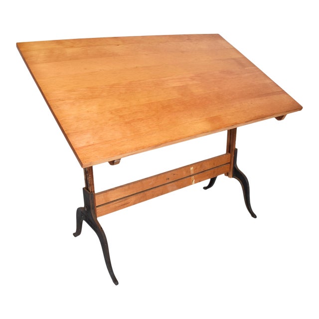 Vintage A. Lietz Co Maple and Cast Iron Drafting Table Chairish